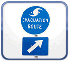 photo of a sign reading 'evacuation route'