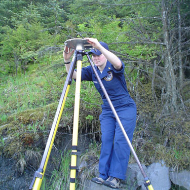 RAINER Crew member setting up a temporary DGPS station for a tide gauge.