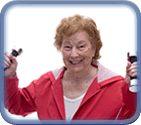 Photo of older woman lifting hand weights