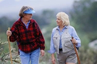 two people hiking