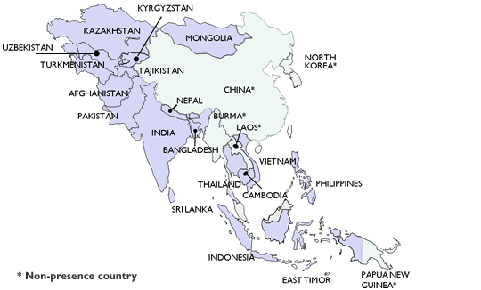 image map of Asia countries USAID supports