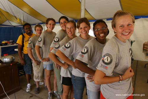 New Orleans, LA - AmeriCorps members serving at the Trinity Christian Community (New Orleans, LA).  More than 35,000 national service participants contributed more than 1.6 million hours of volunteer service during the first year of hurricane relief and recovery efforts along the Gulf Coast, according to a report released on August 25, 2006 by the Corporation for National and Community Service.