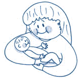 Childlike drawing of a mother holding a babdy in her arms.