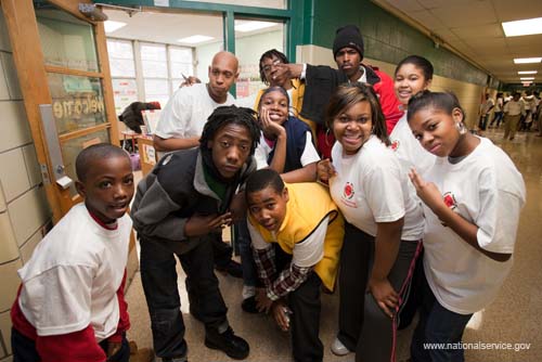 A group of City Year Young Heroes during their 2009 Martin Luther King, Jr. Day of Service project at Emery Elementary School in Washington, DC.  Fueled by President Obama’s call to service, the 2009 Martin Luther King, Jr. Day of Service experienced a historic level of participation, as Americans across the country honored Dr. King by serving their communities on the January 19 King Holiday. In total, more than 13,000 projects took place -- the largest ever in the 14 years since Congress encouraged Americans to observe the King Holiday as a national day of service and charged the Corporation for National and Community Service with leading this national effort.