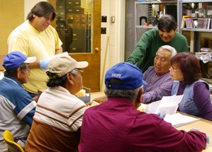 Image of consultation with Hopi tribe at the Museum of Northern Arizona.  Courtesy of the Museum of Northern Arizona. 