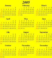 2005 calendar