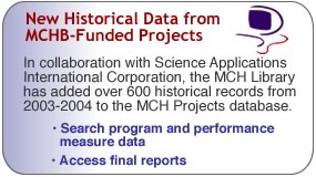 New historic data from MCHB-funded projects