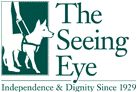 Seeing Eye Logo. The silhouette of a blind person being led by a Seeing Eye dog.