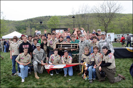 Pa. troop awarded overall winning troop and receives saber from Brig. Gen Michael Linnington, Commandant of Cadet, and members of the cadet Scoutmasters Council