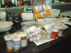 Photo of drugs found in passenger's carry-on bag.