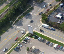 Aerial view of an intersection