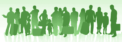 graphic of people standing with luggage