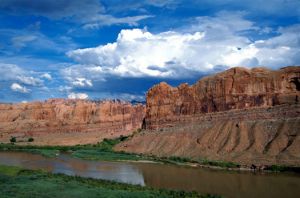 64 Roadside scenery along HWY 279 near Moab, Utah. The Colorado River flows along sections of this Scenic byway.