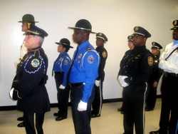 Lead TSOs Bernard Lee and Mayra Williams (pictured) of the TSA Miami International Airport Color Guard, helped deliver a U.S. Flag of Honor to the funeral of three  police officers killed in the line of duty recently in Pittsburgh.