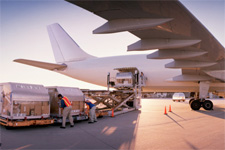 Photo of cargo being loaded onto an airplane