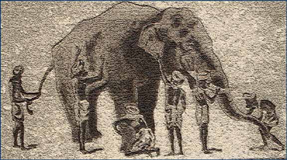 Drawing of The Blind Men and the Elephant by Vic Mossotti, 1963