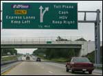 Image of road signs for EZ Pass and HOV