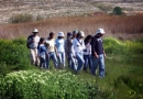 The Kfar Zabad Site Support Group leads a hiking activity through the wetland that is uniting neighboring villages.