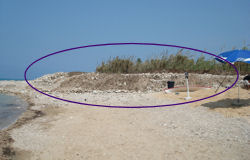 The location of the contaminated sand at the Byblos public sandy beach before removal of the pile.