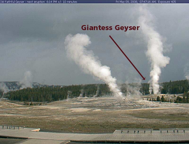 Giantess Geyser erupts.