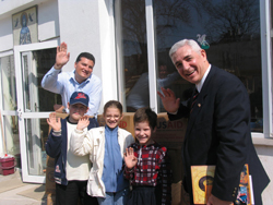 USAID official Rodger D. Garner, right, delivers food to the Sfanta Macrina center in Bucharest before sitting down to lunch with Father Cazacu, right, and the homeless children he cares for. Father Cazacu says that USAID “has kept hundreds of children fed here at Sfanta Macrina.”