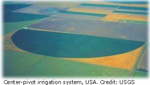 Picture of a center-pivot irrigation system. 