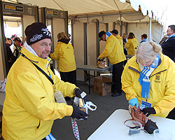 TSOs Robert Hanson and Jane Rossenbach, both from Boise, search bags.