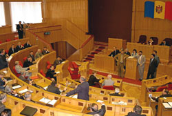 Photo of: The Moldovan Parliament considers legislation.   