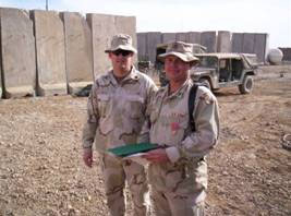 Andrew C. Johnson (right) with Spc. Jimmy Martindale after receiving the Bronze Star