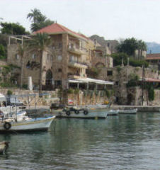 Photo of boats docked at Byblos Harbor in Lebanon.