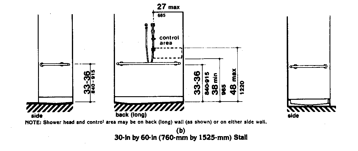 grab bars in large roll-in showers