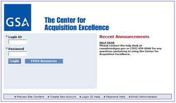 screenshot of Center for Acquisition Excellence website