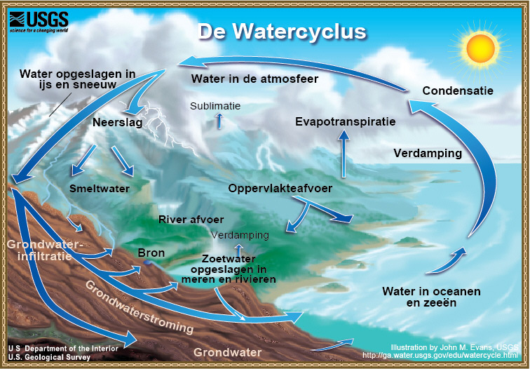 Diagram van de watercyclus. 
