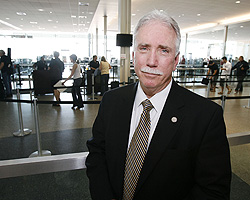 Morris McGowan, assistant administrator of the office of security operations at the Transportation Security Administration, stands near a security checkpoint Monday at Tulsa International Airport.  Photo by Stephen Holman / Tulsa World.