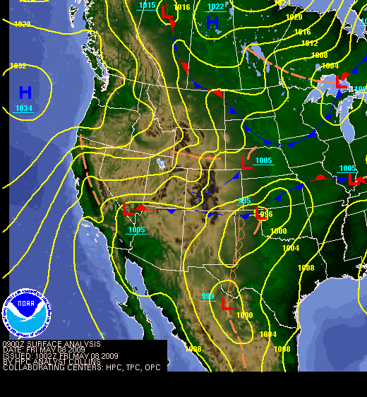 National Surface Map for 09Z