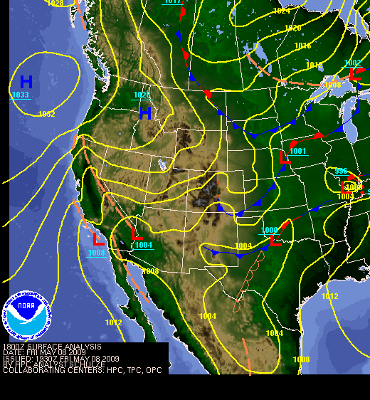 National Surface Map for 18Z