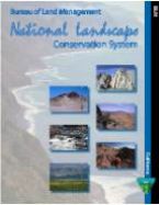 National Landscape Conservation System cover page with pictures of the California coastline, King Range National Conservation Area, Mecca Hills, Cadiz Dunes, Santa Rosa and San Jacinto Mountains, Merced River, Palo Verde, and Carrizo Plain