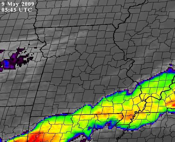 GOES East Infrared Satellite Image Over Missouri