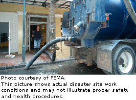 Photo courtesy of FEMA.  This picture shows actual disaster site work conditions and may not illustrate proper safety and health procedures.