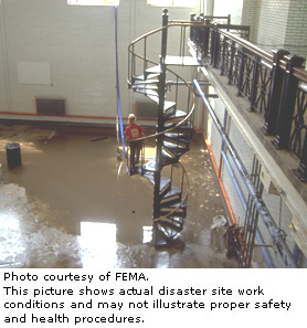 Photo courtesy of FEMA.  This picture shows actual disaster site work conditions and may not illustrate proper safety and health procedures.