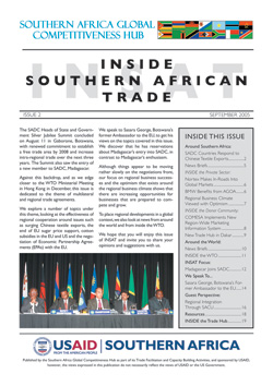 The second issue of the USAID-sponsored publication “Inside Southern African Trade,” also known as INSAT.