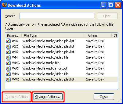 Firefox Download Actions