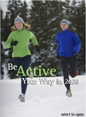 Woman and man jogging, winter time