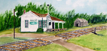 Watercolor of Plains Depot- 1976 Campaign Headquarters of Jimmy Carter by Kenneth Craig