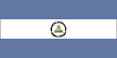 Flag of Nicaragua is three equal horizontal bands of blue (top), white, and blue with the national coat of arms centered in the white band; the coat of arms features a triangle encircled by the words REPUBLICA DE NICARAGUA on the top and AMERICA CENTRAL on the bottom.