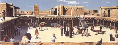 Painting of people in the plaza