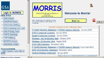 screenshot of MORRIS homepage