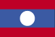 Flag of Laos is three horizontal bands of red at top, double-width blue, and red, with a large white disk centered in the blue band.
