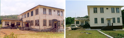 Photo: Liberian Local Government Building - Before and after USAID-funded repairs.