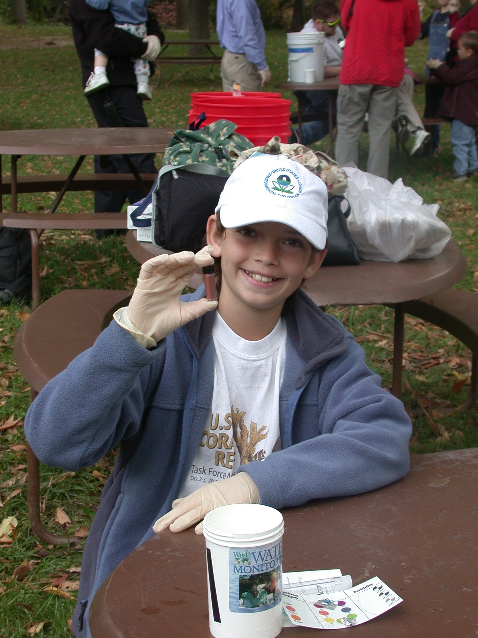 A young person involved with community watershed project.